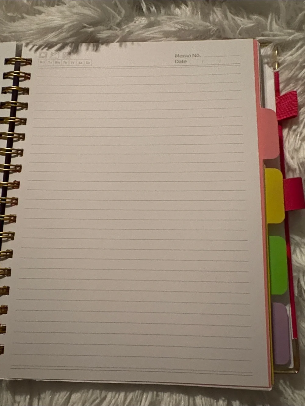 Hot Pink Notes Spiral Notebook with Gold Accents -